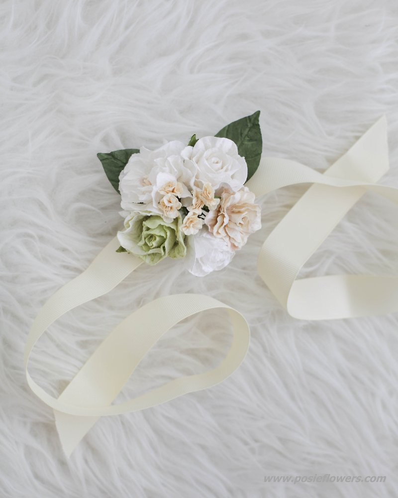 Europian Style Wedding Bridesmaid Bracelet Handmade Paper Flower - 手鍊/手鐲 - 紙 多色