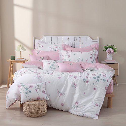 家適居家寢飾生活館 床包兩用被組-100%精梳棉-迷路小花兔-兩色-台灣製造