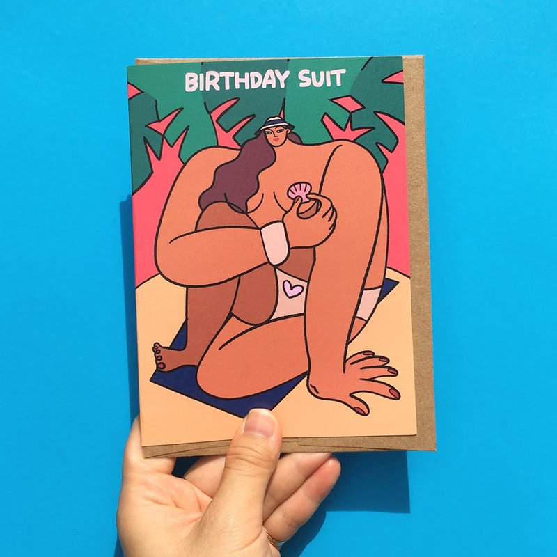 Greeting Card - Birthday Suit Happy Beach Happy Birthday Card - 卡片/明信片 - 紙 