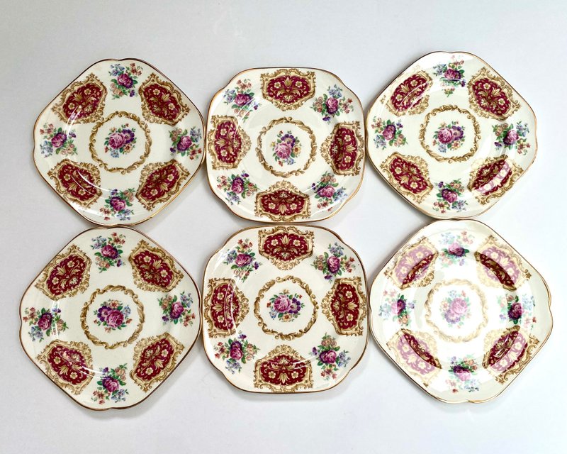 英格蘭蘭頓 James Kent Ltd 古董 6 件套甜點盤 - 盤子/餐盤/盤架 - 瓷 多色