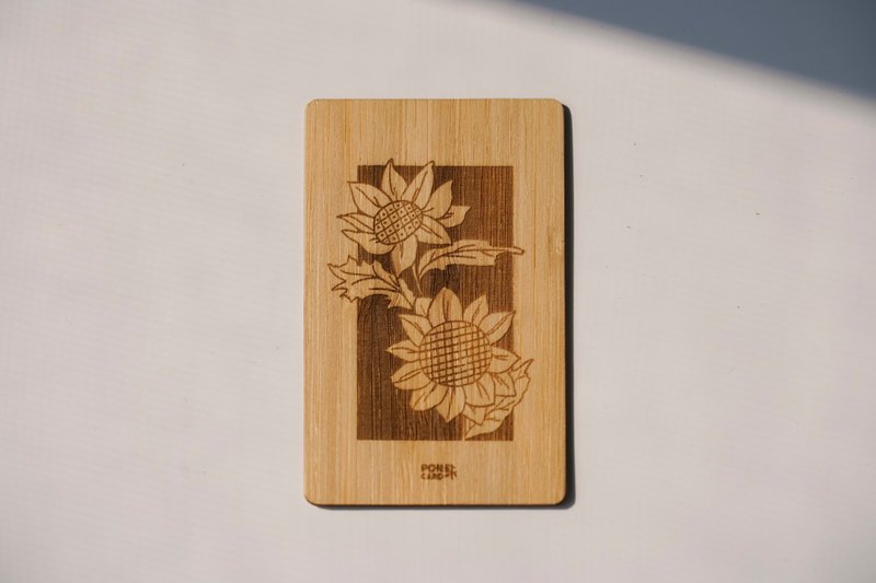 [Popular Design Style] Bamboo Style-Sunflower Business Card (Free Keychain) - แกดเจ็ต - พลาสติก สีดำ