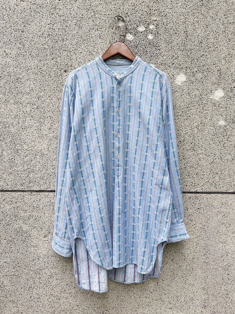 ヨーロッパ プルオーバーシャツ ヨーロッパのセミ立体刺繍ジャカード柄ワークシャツワンピース - シャツ・ブラウス - コットン・麻 多色