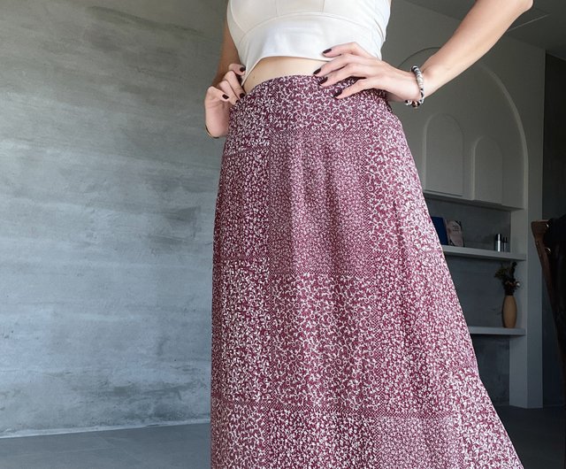 Burgundy hotsell floral skirt