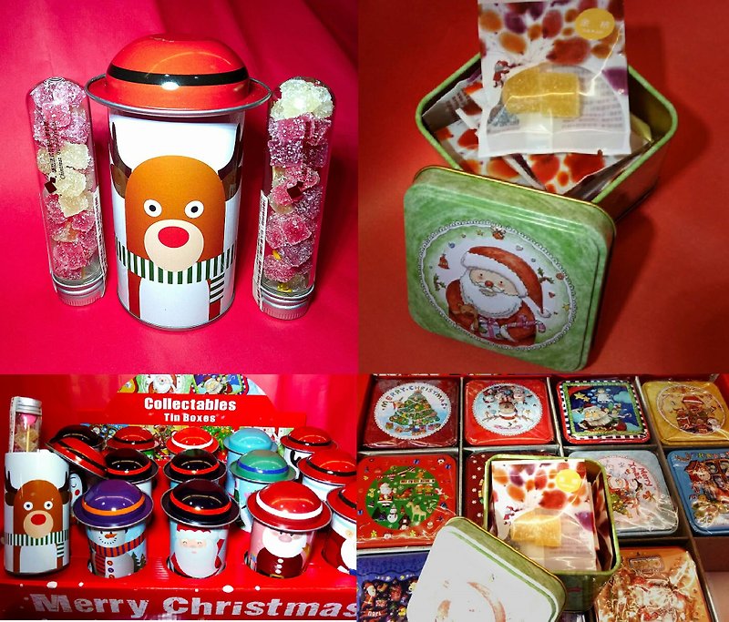 子供のための最高のクリスマスのギフトボックス - 帽子チューブ/正方形の鉄箱フランスのフルーツゼリー - 自然の健康 - スナック菓子 - 食材 レッド
