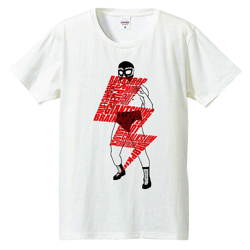 Tシャツ / 稲妻Wrestler - 男 T 恤 - 棉．麻 白色