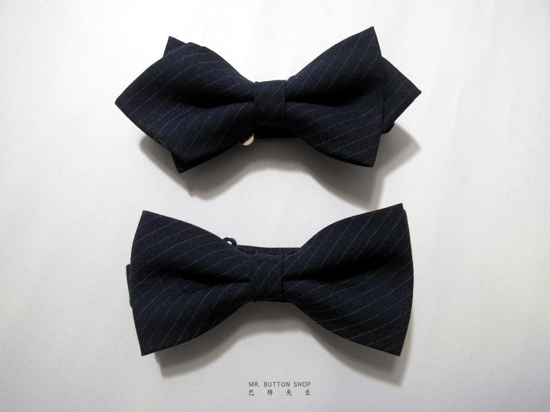 Twill suit material bow tie Bow ties / black night blue - เนคไท/ที่หนีบเนคไท - ขนแกะ สีดำ