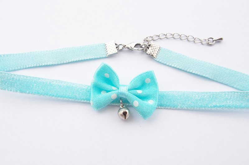 Pretty bow velvet choker - Necklaces - Other Materials Blue
