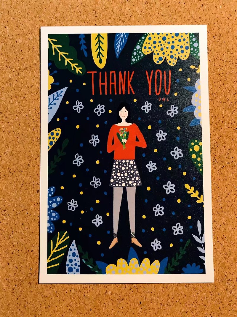 DWL'S LITTLE SHOP-Thanksgiving thank you / original postcard / greeting card / gift card / color card / decorative painting - Cards & Postcards - Paper Black