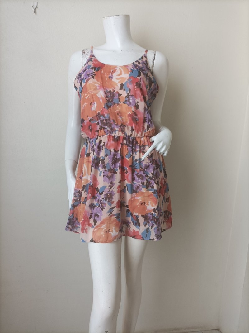 OZOC Floral Chiffon mini Dress Size M - One Piece Dresses - Cotton & Hemp 