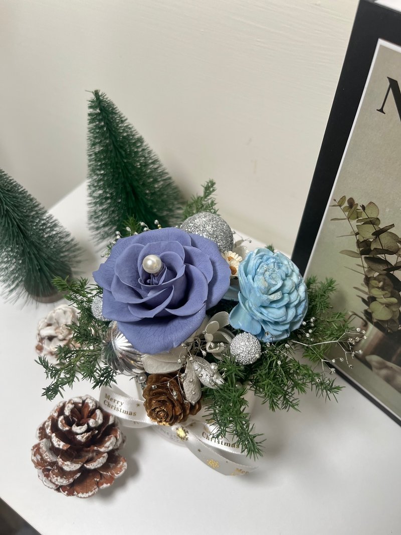 北歐聖誕 北歐藍永生擴香盆花 - 乾燥花/永生花 - 植物．花 藍色