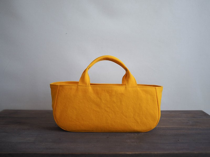 Made-to-order round tote with lid Yokonaga Yamabuki color - Handbags & Totes - Cotton & Hemp Yellow