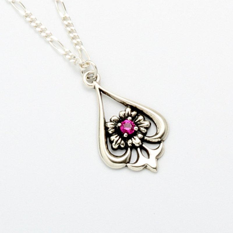 Ruby Iris s925 sterling silver necklace mother's Day - สร้อยคอ - เงินแท้ สีเงิน