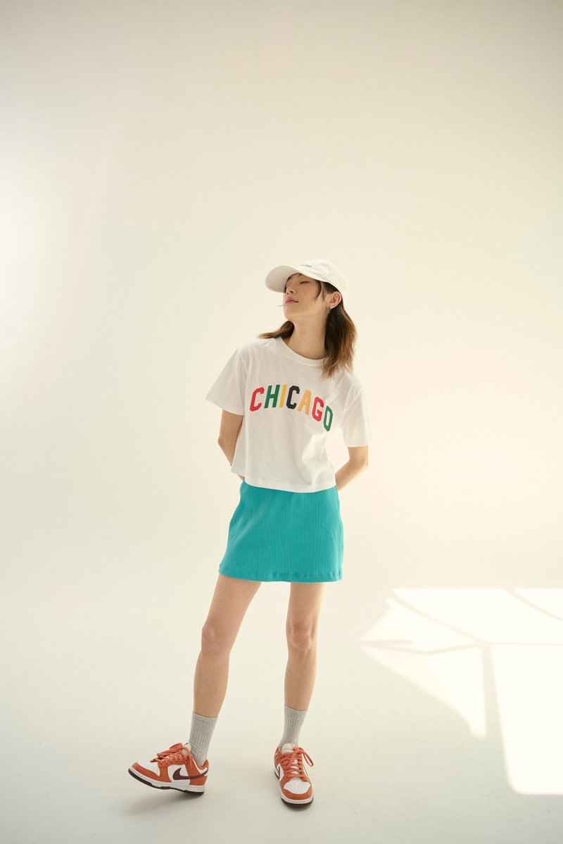 上衣 HAY : CHICAGO T-Shirt / Crop - White / Black (unisex) - 女 T 恤 - 棉．麻 