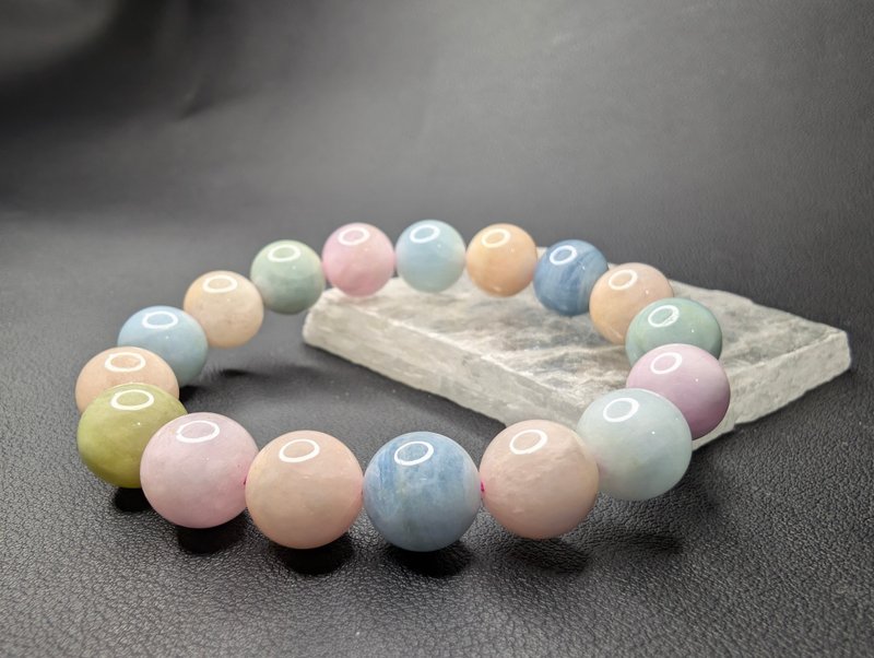 巴西 12mm 摩根石 手串 天然水晶 Morganite - 手鍊/手環 - 水晶 