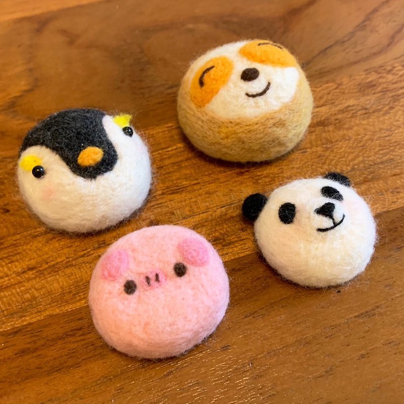 Hanju's wool. Penguin Sloth Piggy Panda Wool Felt Charm Pin Magnet - Stuffed Dolls & Figurines - Wool Multicolor