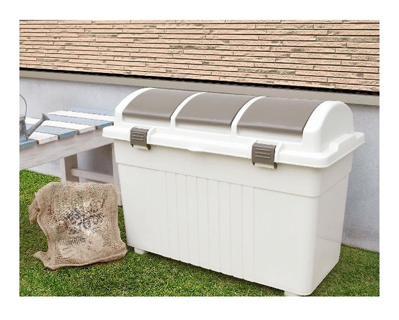 Japan's RISU outdoor large three-category environmental protection recycling trash can storage box 100L - ถังขยะ - พลาสติก ขาว
