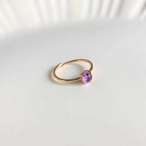 17select -Hina Jewelry- 18kgp+SV925 高等級 贊比亞紫水晶 迷你寶石戒 / 二月誕生石