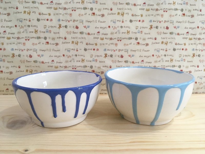 冰淇淋糖霜-手工陶碗(小) - 碗 - 陶 藍色