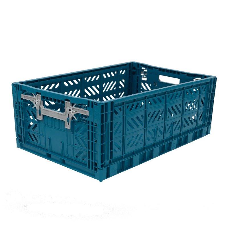 Türkiye Aykasa Folding Storage Basket (L) - Peacock Blue - กล่องเก็บของ - พลาสติก 