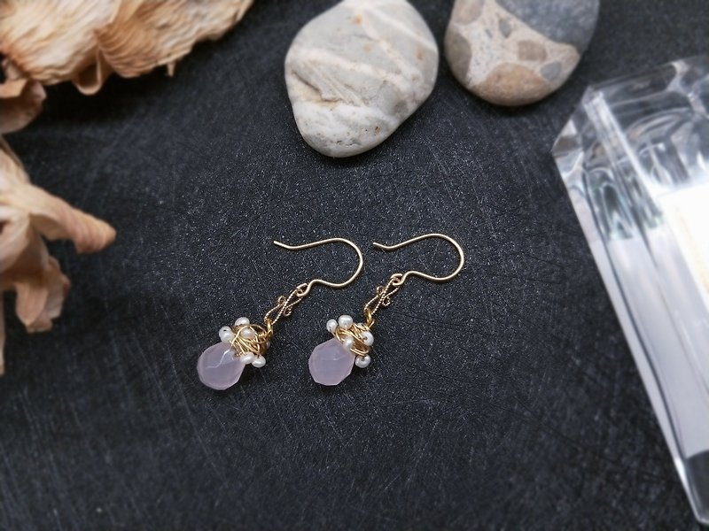 earring. Water Drop Powder * Pearl Ear Hook Earrings - Earrings & Clip-ons - Crystal Pink