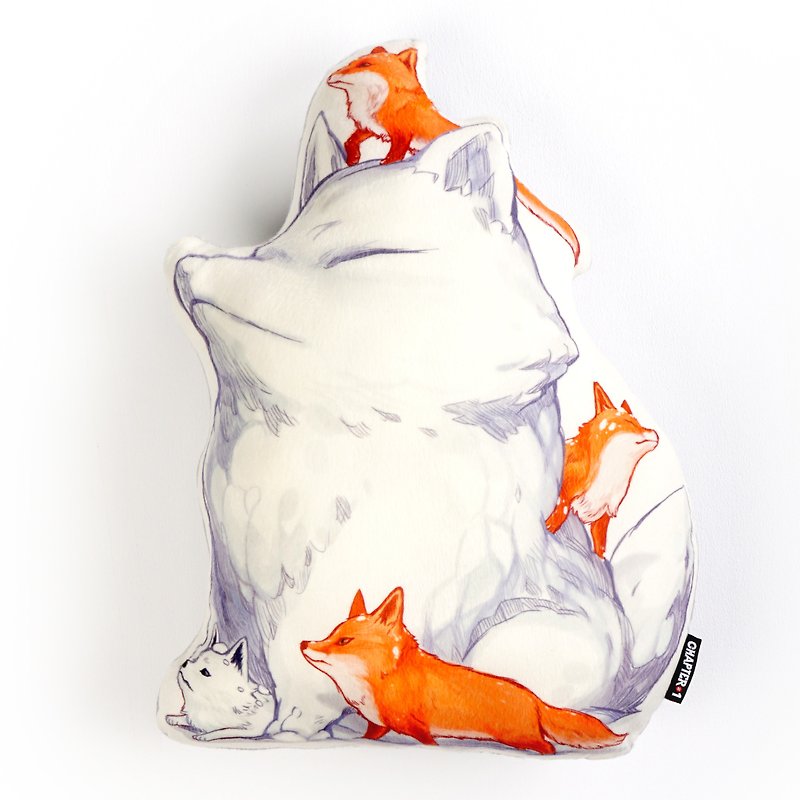 Snow fox Backrest pillow New arrival Gift New Year - 枕頭/咕𠱸 - 聚酯纖維 灰色