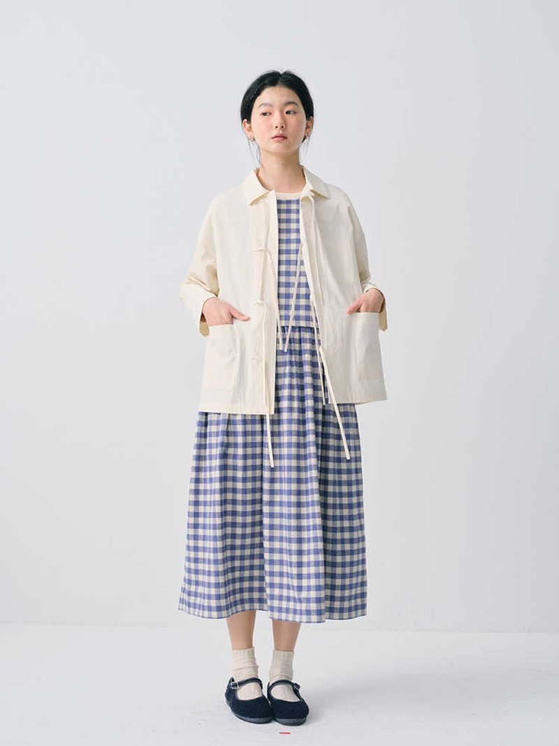 百搭寬松米白匹馬棉綁帶外套 - 女西裝外套 - 棉．麻 多色