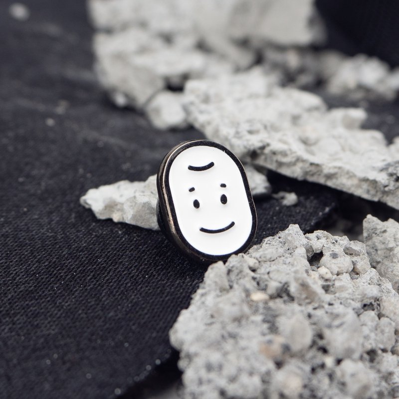 Happy Sad Face Enamel Pin | Emotional support pin | Gifts for couples, besties - 胸針 - 其他金屬 白色