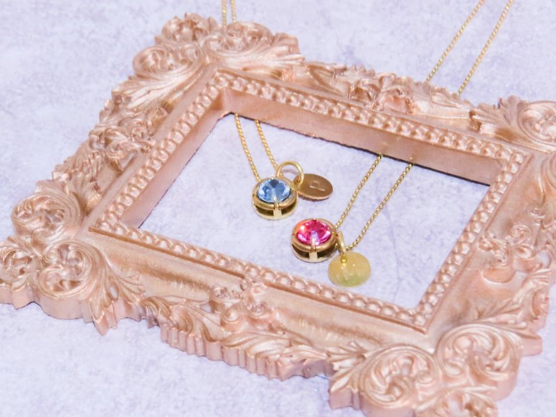 Girlfriends Gift Set-Swarovski Rhinestone X Customized Lettering Necklace - Necklaces - Copper & Brass 