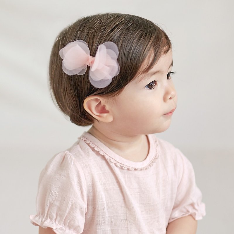 Happy Prince Coenne 女嬰童雪紡蝴蝶結安全髮夾 韓國製 - 嬰兒飾品 - 聚酯纖維 粉紅色