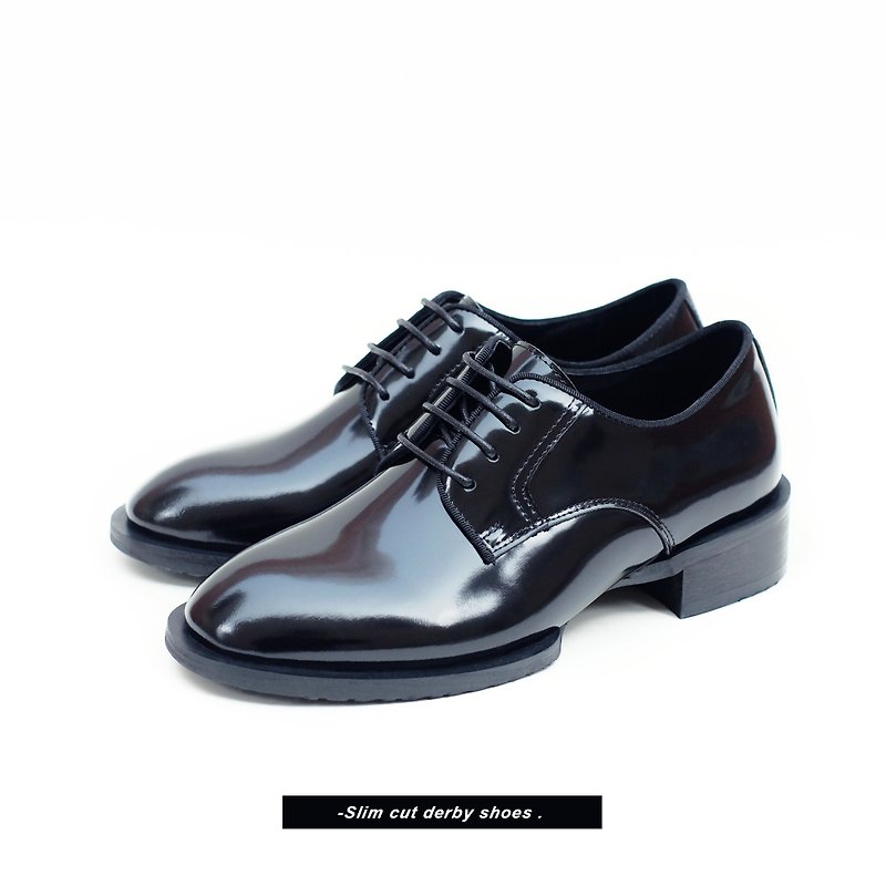 VV-Black Derby shoes - Women's Oxford Shoes - Genuine Leather Black