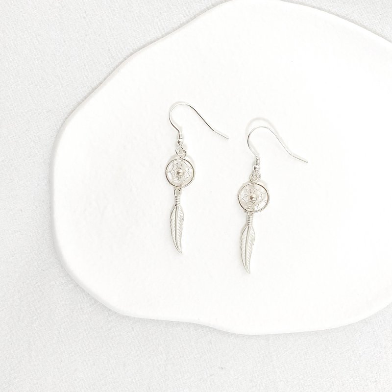 Mysterious Power | Dream Catcher | Sterling Silver Earrings - ต่างหู - เงินแท้ สีเงิน