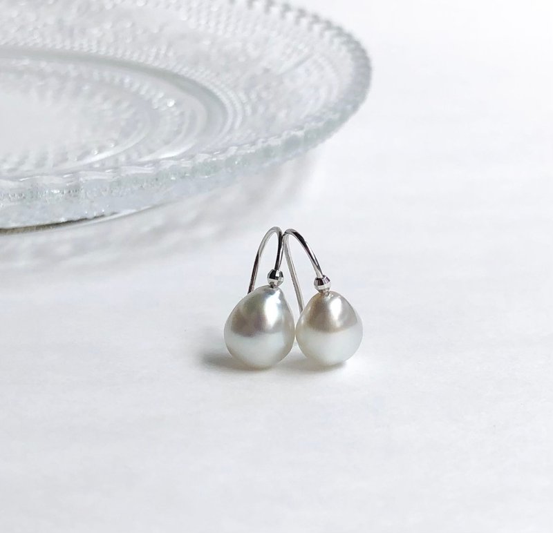Tahitian pearl earring hls made in Japan - 耳環/耳夾/耳骨夾 - 貴金屬 銀色