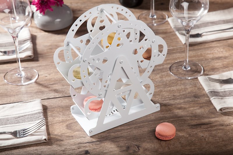 【OPUS Metalart】European Style - Ferris Wheel Model / white Valentine's Day / Photography Props / Window Exhibition Display and Design of Commodities (Happy Ferris Wheel - Elegant White) - Items for Display - Other Metals White