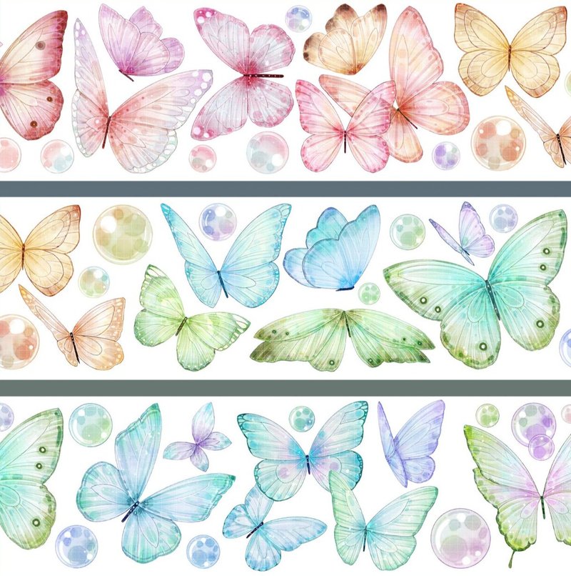 Rainbow Butterfly Transformation PET Tape, Laser Silver, Printed in Taiwan, 10m Roll - มาสกิ้งเทป - วัสดุอื่นๆ ขาว