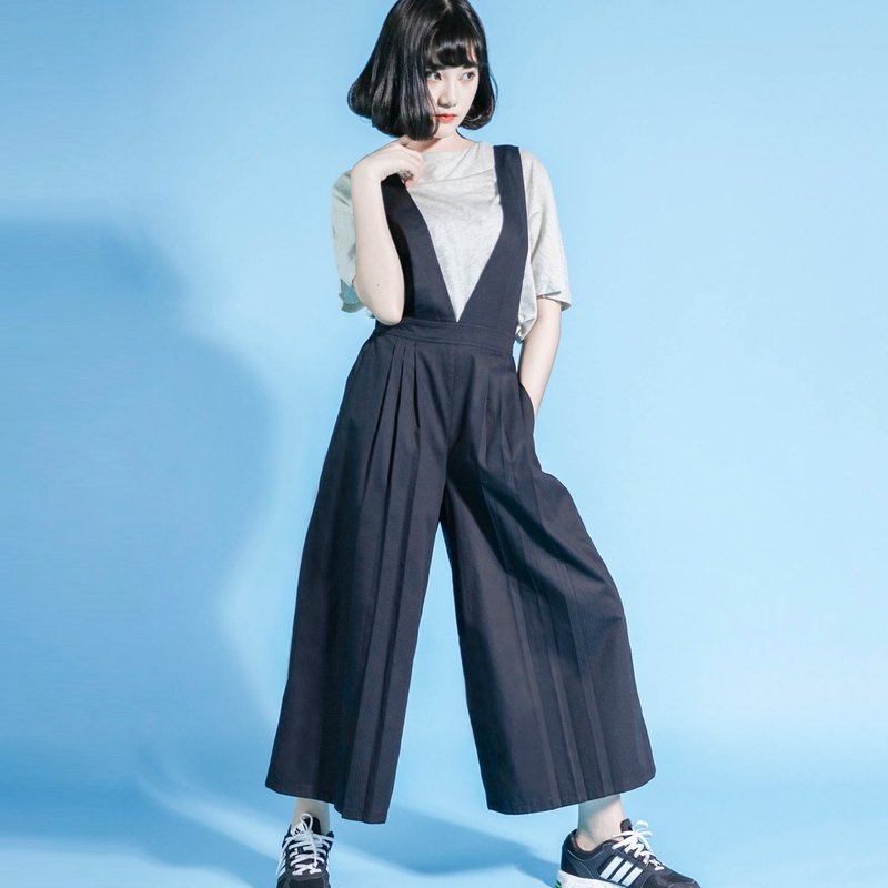 SU:MI said Jumpsuit 鍊金術士連身寬褲_6SF308_黑 - 吊帶褲/連身褲 - 棉．麻 黑色