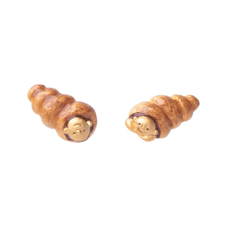 チョコゴロ寝ピアス Chocholate Bread Sleeping Bag　PA595 - 耳環/耳夾/耳骨夾 - 其他金屬 咖啡色