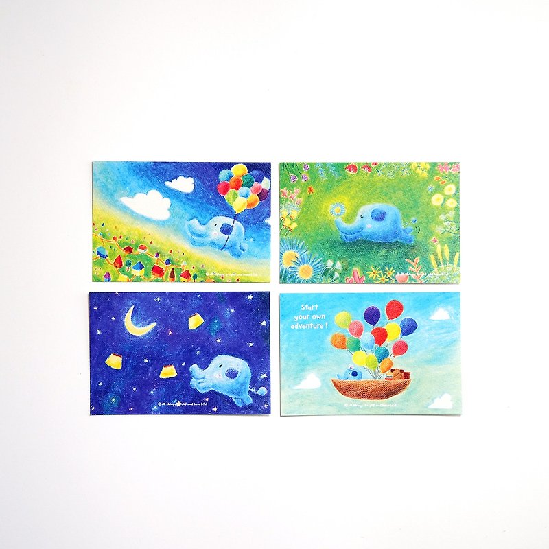 Elephant Postcard Set - Cards & Postcards - Paper Multicolor