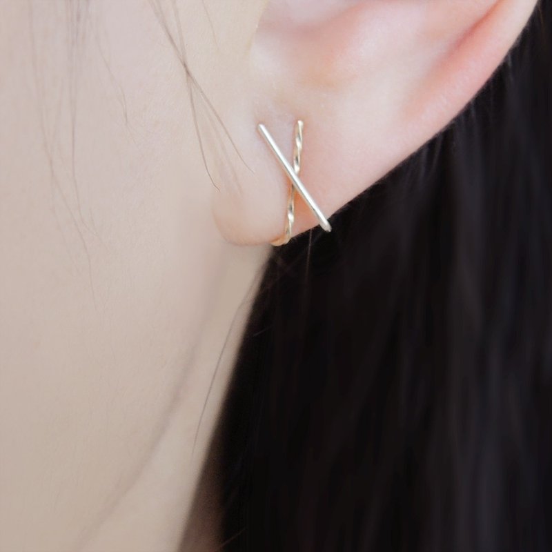 一字/鋸齒狀/耳鉤/耳夾 - 耳環/耳夾/耳骨夾 - 貴金屬 金色