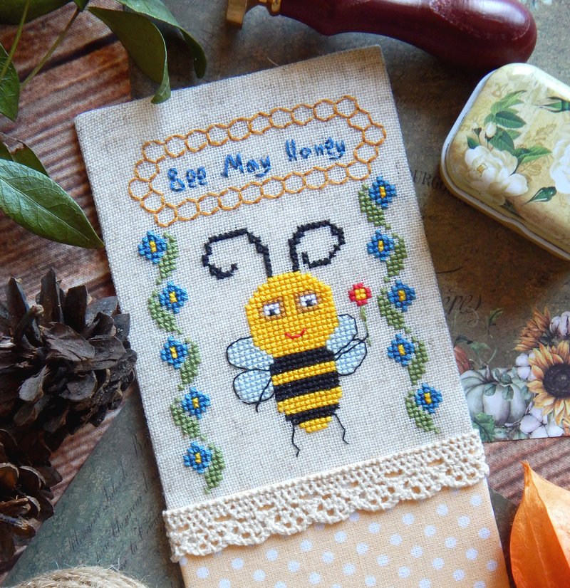 May Honey cross stitch pattern Bee cross stitch pattern Honey cross stitch chart - 手工藝教學/工具書 - 其他材質 