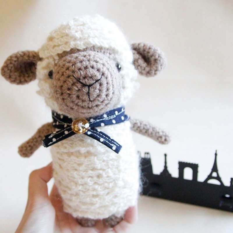 Woolen doll hand hook gift handmade doll scarf sheep bleating warm sheep - Kids' Toys - Polyester White