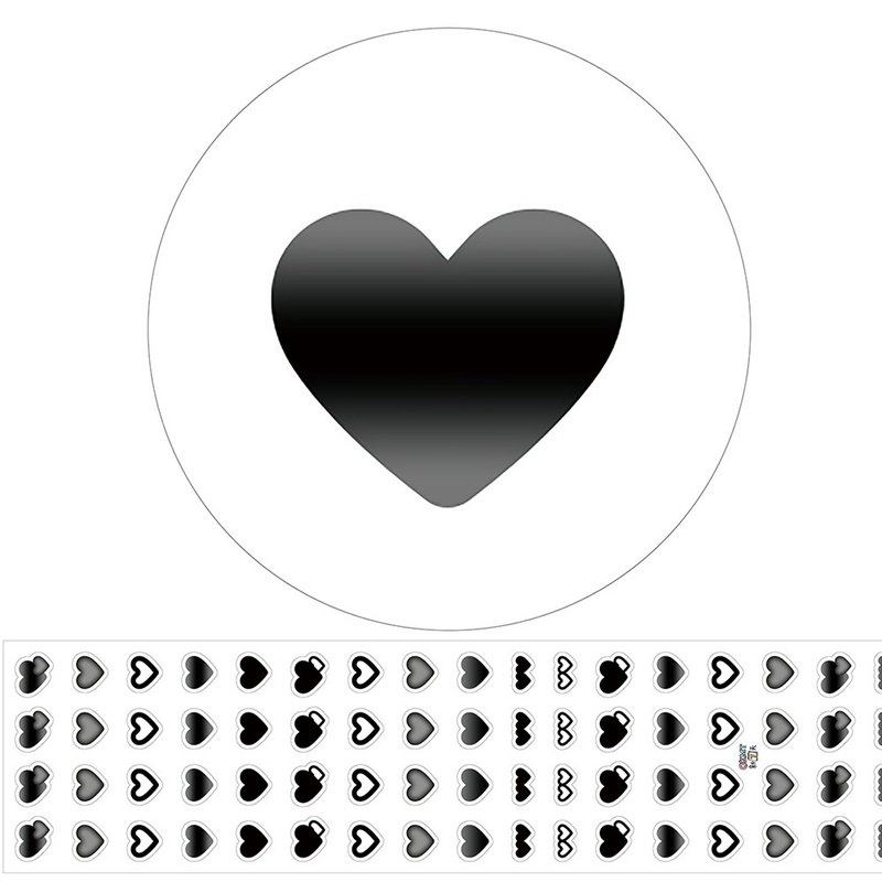 OKMT New 7-Day Sticker Notebook Tape Love Heart-Black-PET Die-cut-6cm*3m-35cm Circular - มาสกิ้งเทป - พลาสติก 