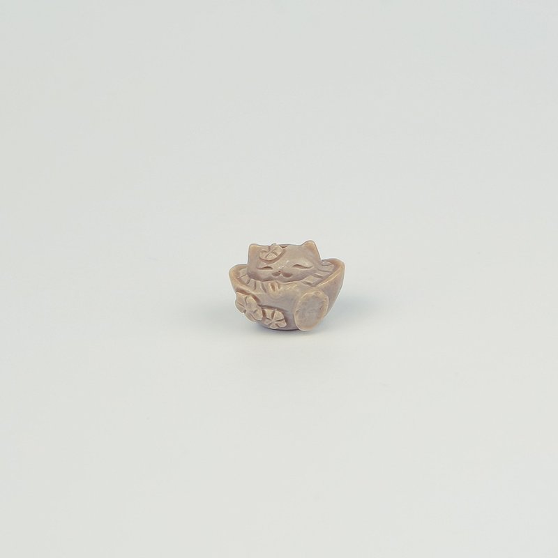 051951月夜定定貓/米白色/帶孔素材/月夜城/晶石/天然/水晶 - 金工/飾品 - 水晶 灰色