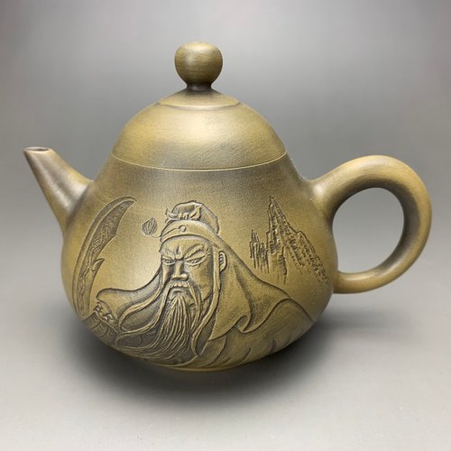 良時美器 GoodTimeCeramics 台灣【段泥窯變】雕刻關公(威震四海)窯變壺(B)