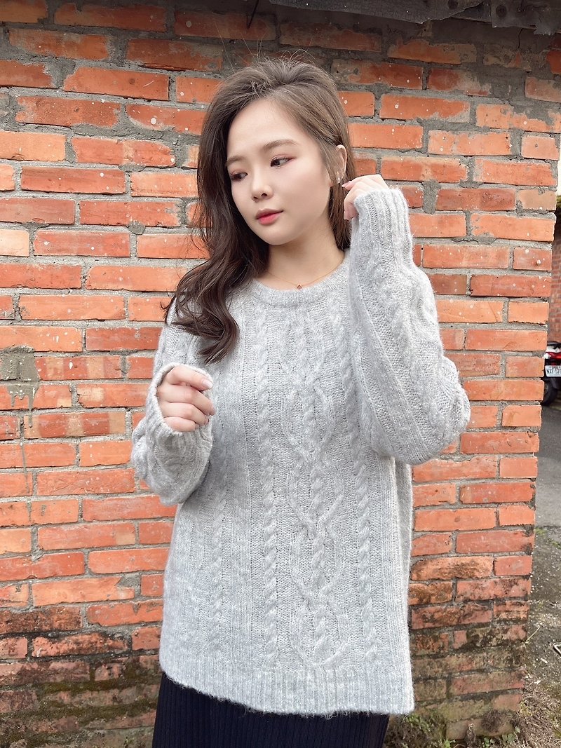 Venus temperament twist top-made in Taiwan-knitted sweater-sweater - Women's Sweaters - Polyester Gray