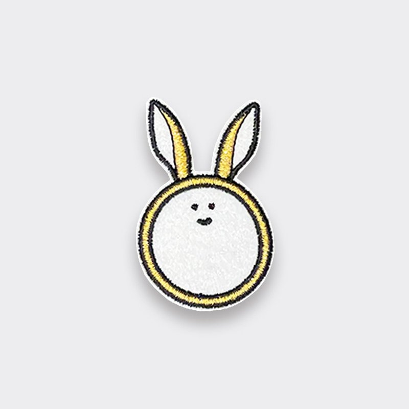 圓圓兔雙用刺繡布貼-兔年2023/新年禮物 - 徽章/別針 - 繡線 多色