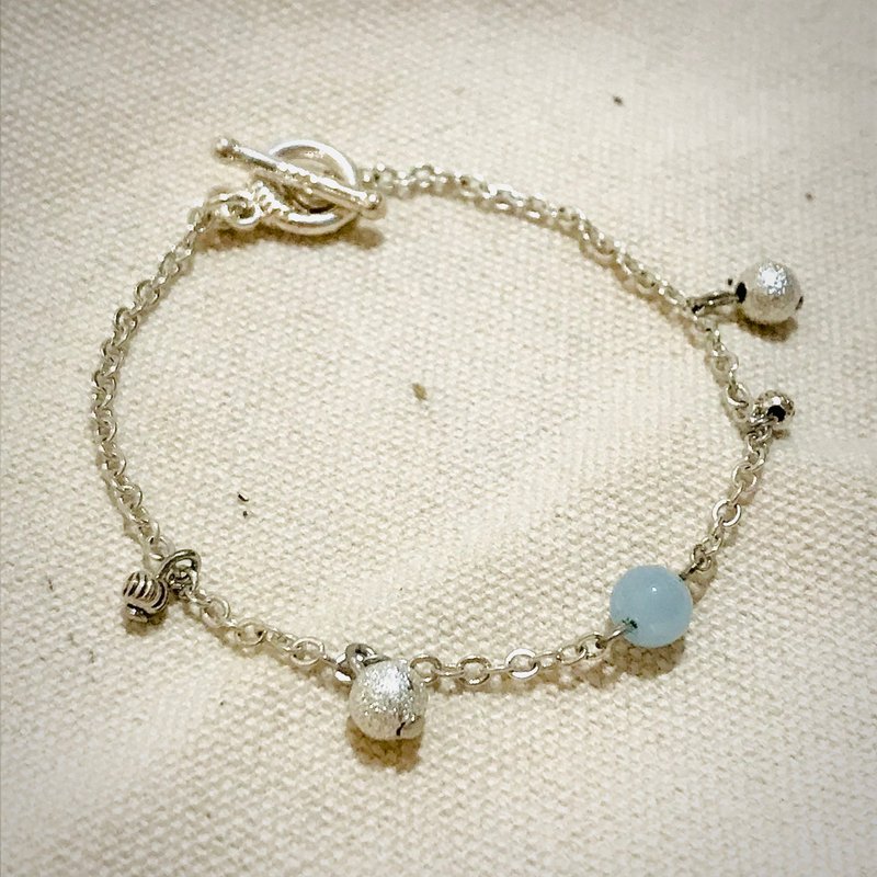 Silver Moonlight Aqua Blue Cloud Gesture Bracelet Wisher - Bracelets - Other Metals Silver