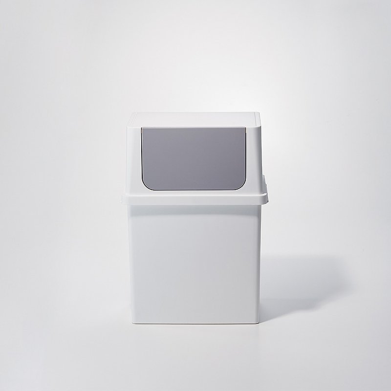 日本のように-それは積み重ね可能なプッシュカバーワイドゴミ箱-17L - ごみ箱 - プラスチック ホワイト