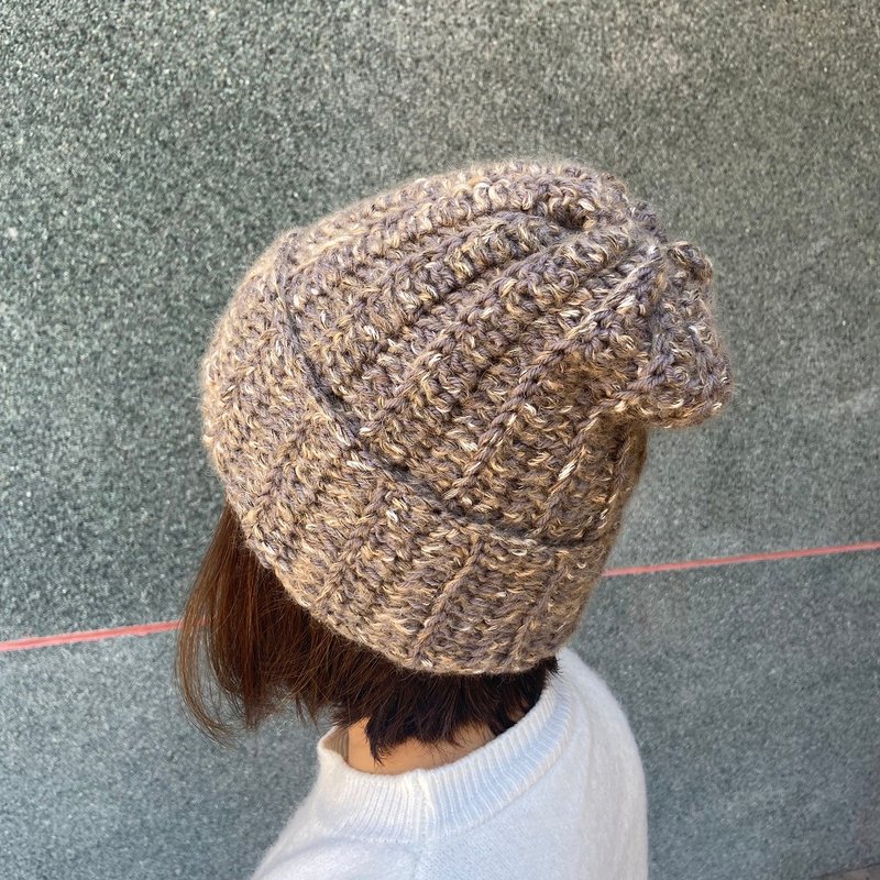 純手工手織毛帽 - 南美羊駝/羊毛帽 夾花配色共有二色 - 帽子 - 羊毛 多色