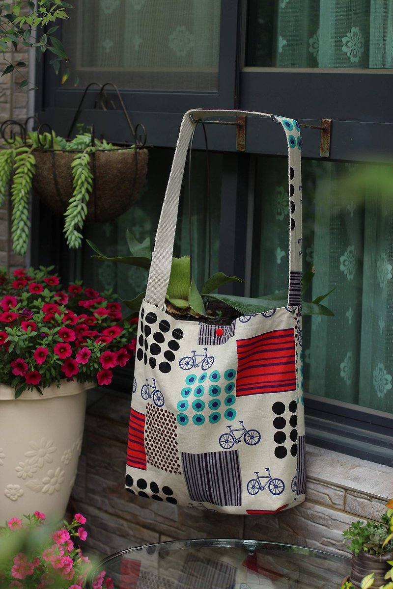 Chunyang side backpack - Messenger Bags & Sling Bags - Cotton & Hemp Multicolor