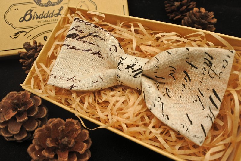 Original handmade bow tie Halloween Halloween walking dead handwritten letter gift - หูกระต่าย/ผ้าพันคอผู้ชาย - ผ้าฝ้าย/ผ้าลินิน ขาว